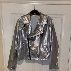 Silver Metallic Crop Jacket
